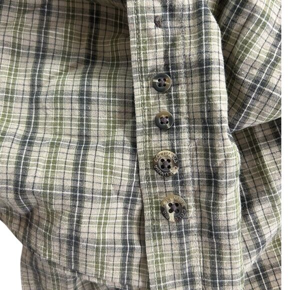 Columbia X Bud Light XL Olive Green Beige Plaid Cotton Long Sleeve Button Down - Picture 7 of 10